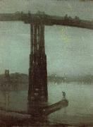 James Mcneill Whistler Nocturne in blatte and gold oil on canvas